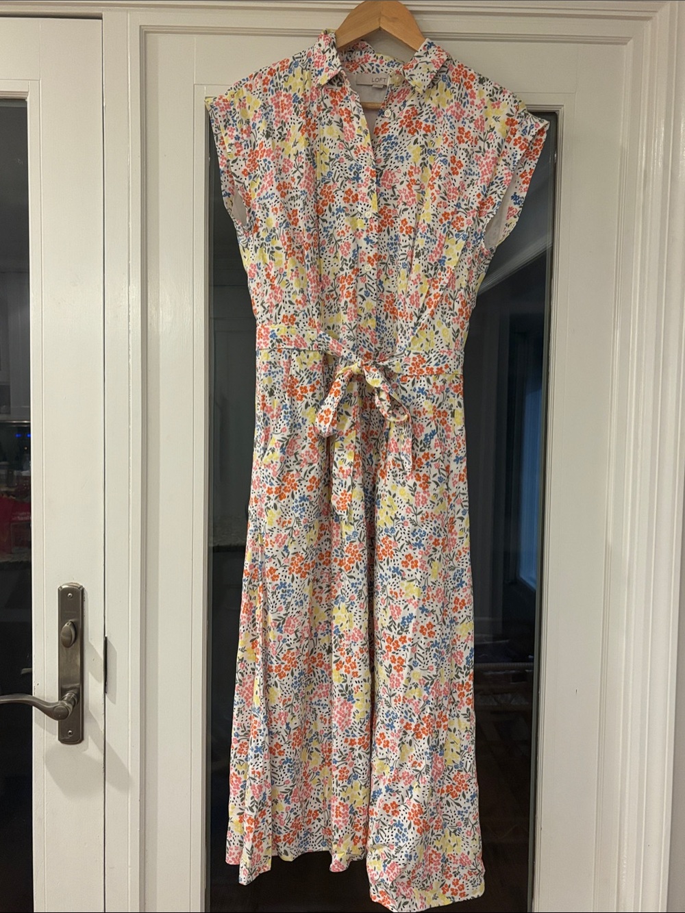 LOFT Sleeveless Maxi Shirt Dress in Multi Floral Print
